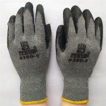 左右手360-6灰纱黑乳胶皱纹手套 粗纱浸胶手套 防滑耐磨劳保手套